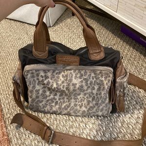 Liebeskind + Free People Leather Leopard Print Crossbody Large Purse/Bag
